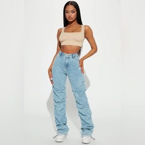 FASHIONNOVA Stacked Straight Leg Jeans size 7